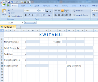 Contoh Kwitansi Dengan Format Excel Terbaru Tahun 2016