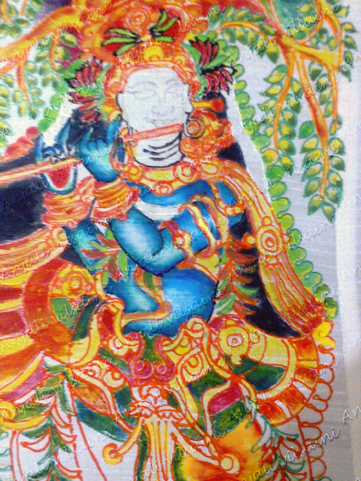 Anjali Vilasini Lord Krishna Mural painting Step 4