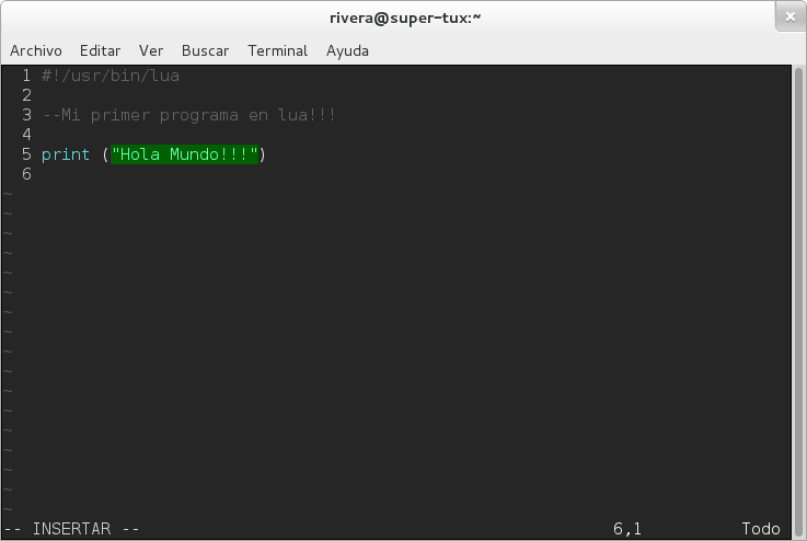 User Shell *nix: Hola Mundo con Lua en Linux