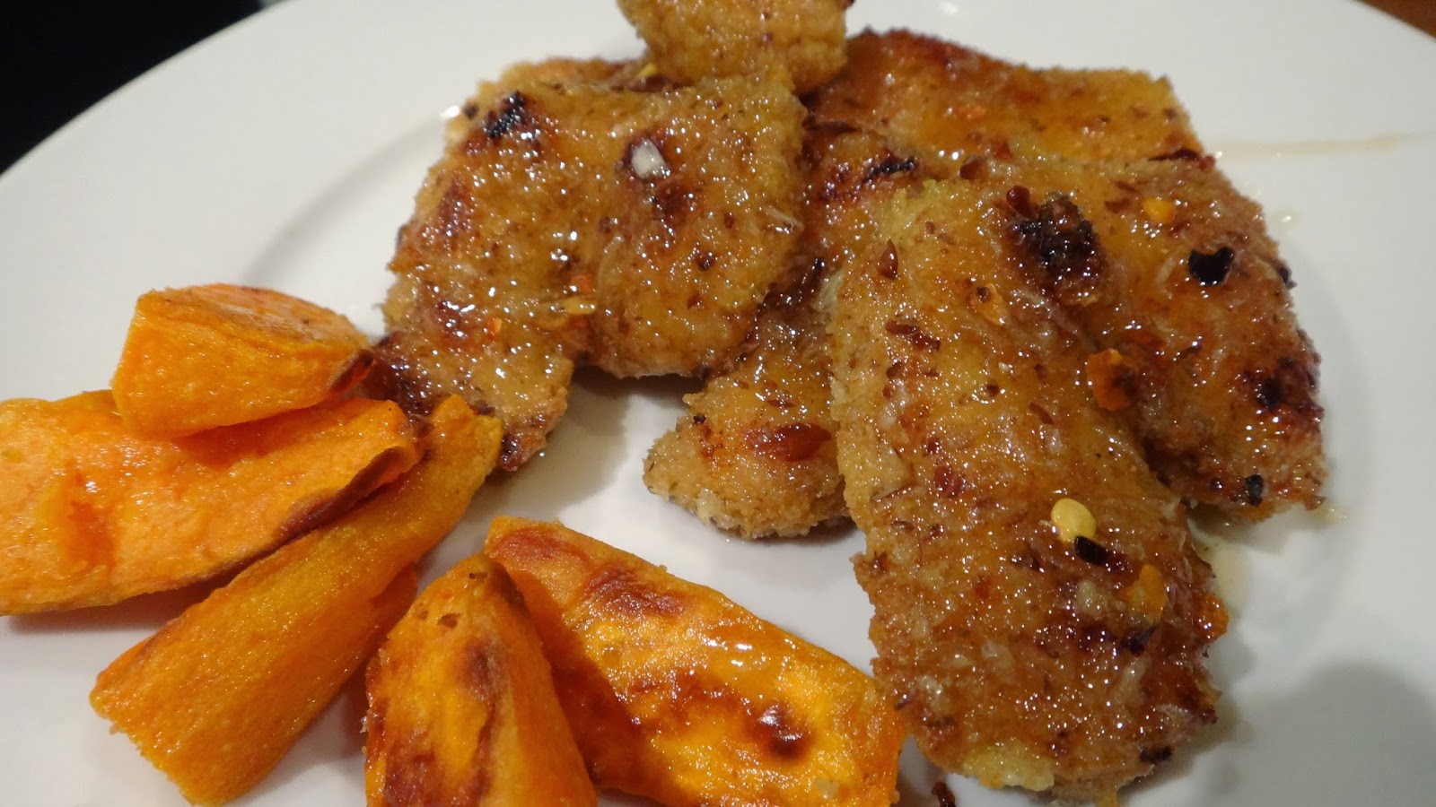 Baked Chili Honey Garlic Chicken Fingers