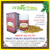 Jual Obat Kuat Herbal Kapsul PRIMA PERKASA (Kejantanan Pria) Resmi Ijin BPOM di Surabaya