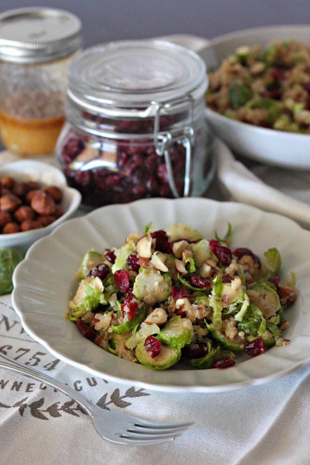 Meatless MondayBrussels Sprouts, Cranberry, and Quinoa Salad Apple A Day