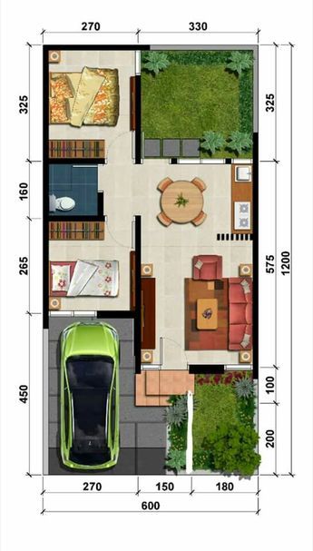 Koleksi Denah Rumah Minimalis Ukuran 6x12 Meter