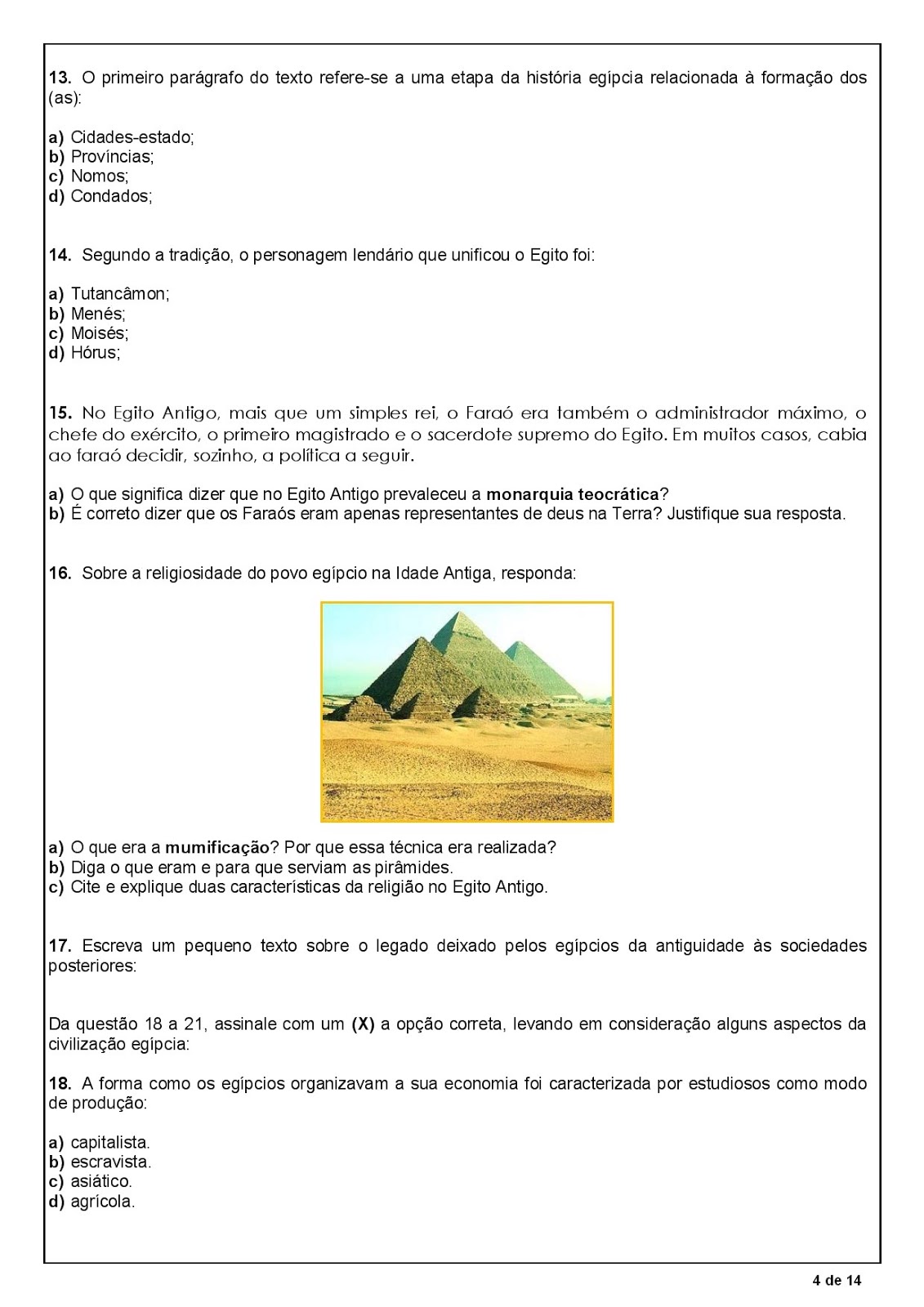 Prova egito Trabalhos de casa - January 2020 - Ajuda