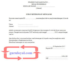 Contoh Surat Keterangan Mengajar Yang Baik Guru Loyal