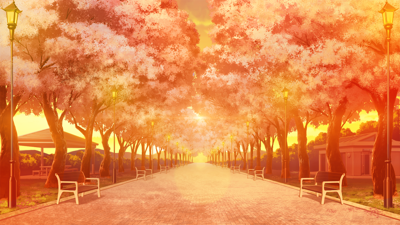 Sunset at the Park (Anime Background) .
