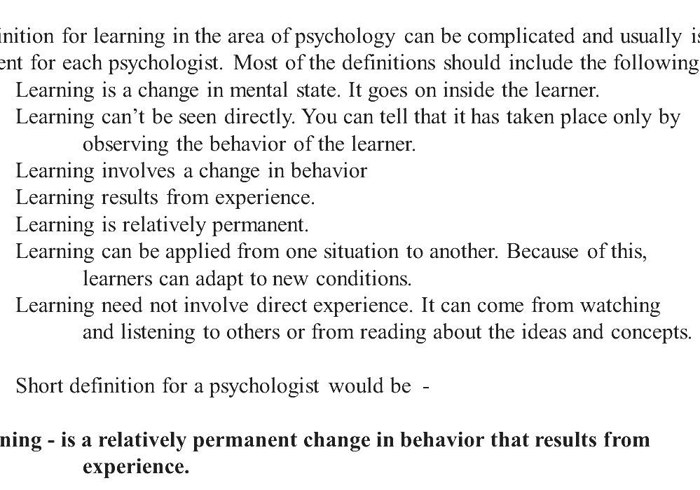 Psychology Of Learning Psychological Definition Of Learning