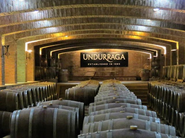 Day trips from Santiago Chile: visiting the barrel room at Underraga Winery