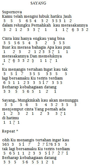 Lirik Lagu Sayang