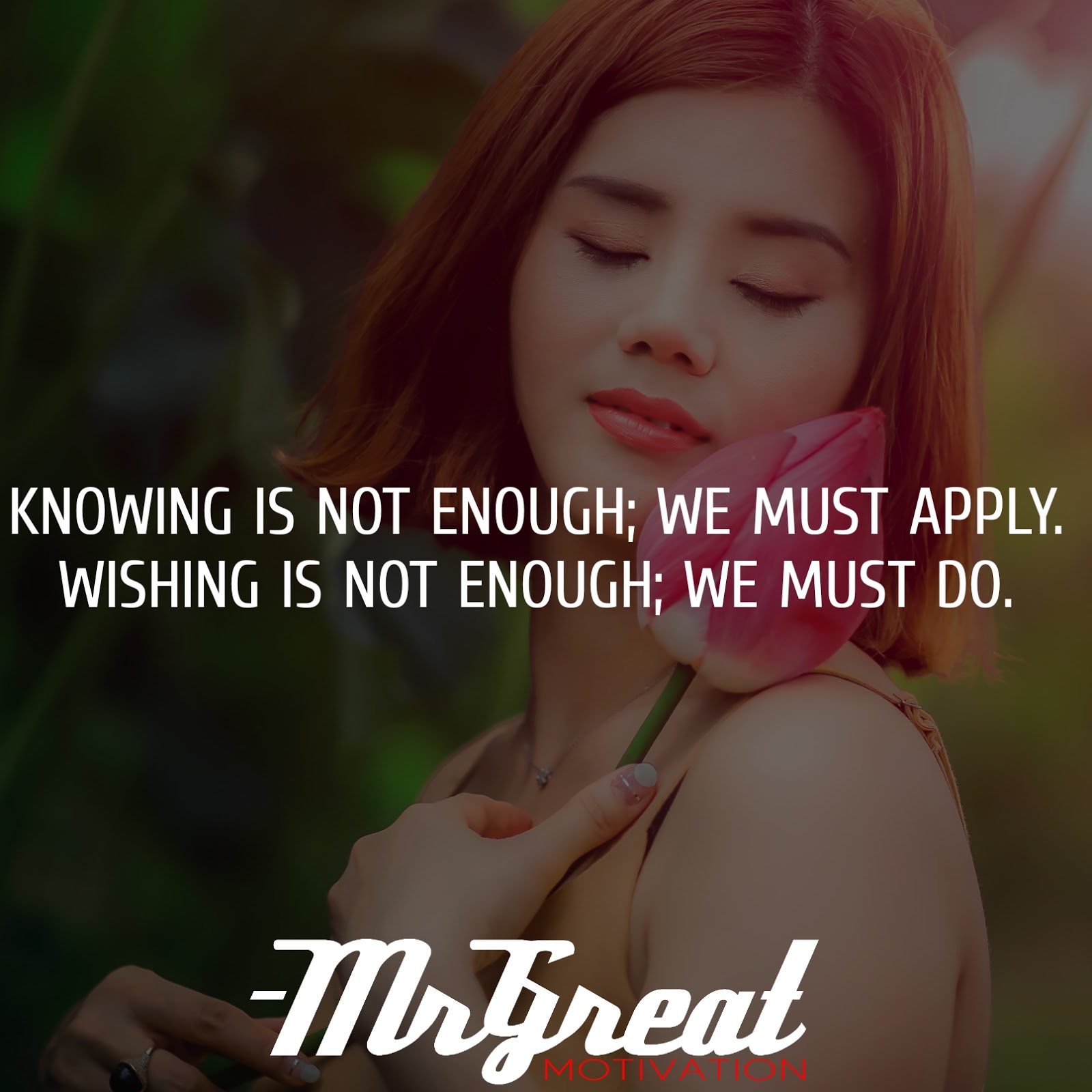 Knowing is not enough; we must apply. Wishing is not enough; We must do - Johann W. Goethe