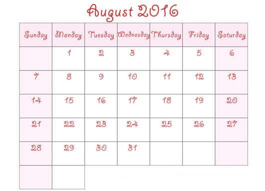 fillable calendar august 2015