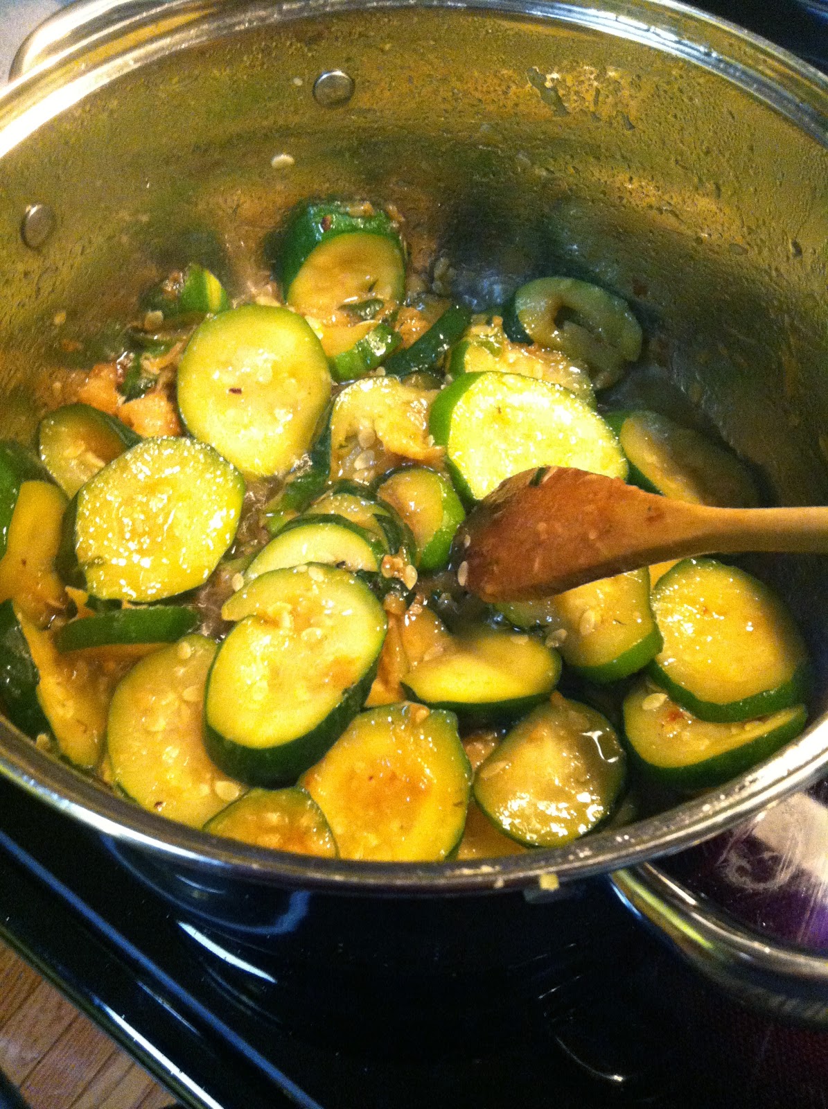 Stewed Zucchini with Garlic, Basil and Mint