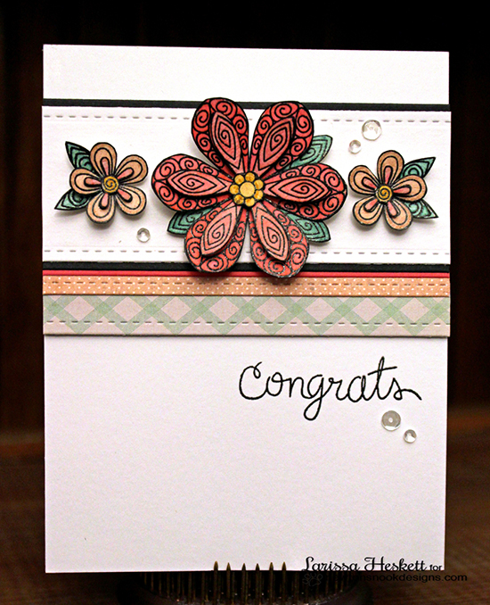 Congrats Floral Card by Larissa Heskett for the Inky Paws Challenge | Beautiful Blossoms stamp set by Newton's Nook Designs