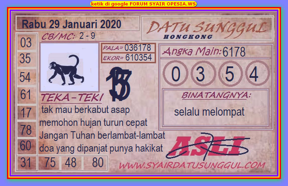 1 New Message Kode Syair Hongkong 29 Januari 2020 Forum Syair Togel Hongkong Singapura Sydney