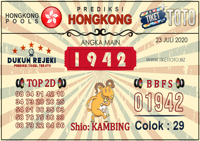 Prediksi Togel HONGKONG TIKETTOTO 23 JULI 2020