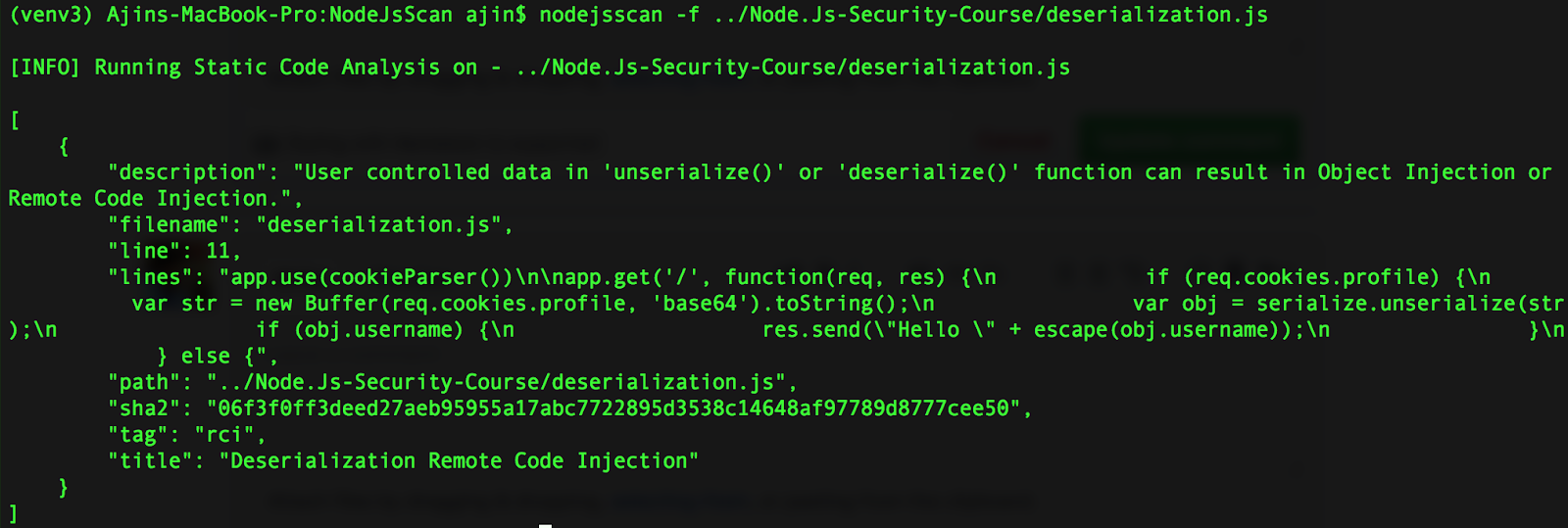 Nodejsscan A Static Safety Code Scanner For Node.Js Applications mederc