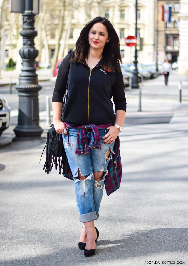 How to wear distressed jeans, stylish plus size fashion street style inspirations