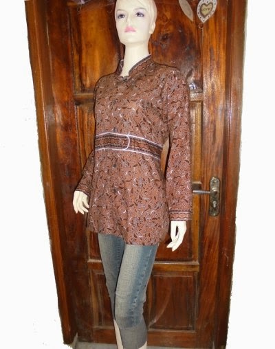 Blus Batik Size Jumbo Coklat model baju batik wanita gemuk