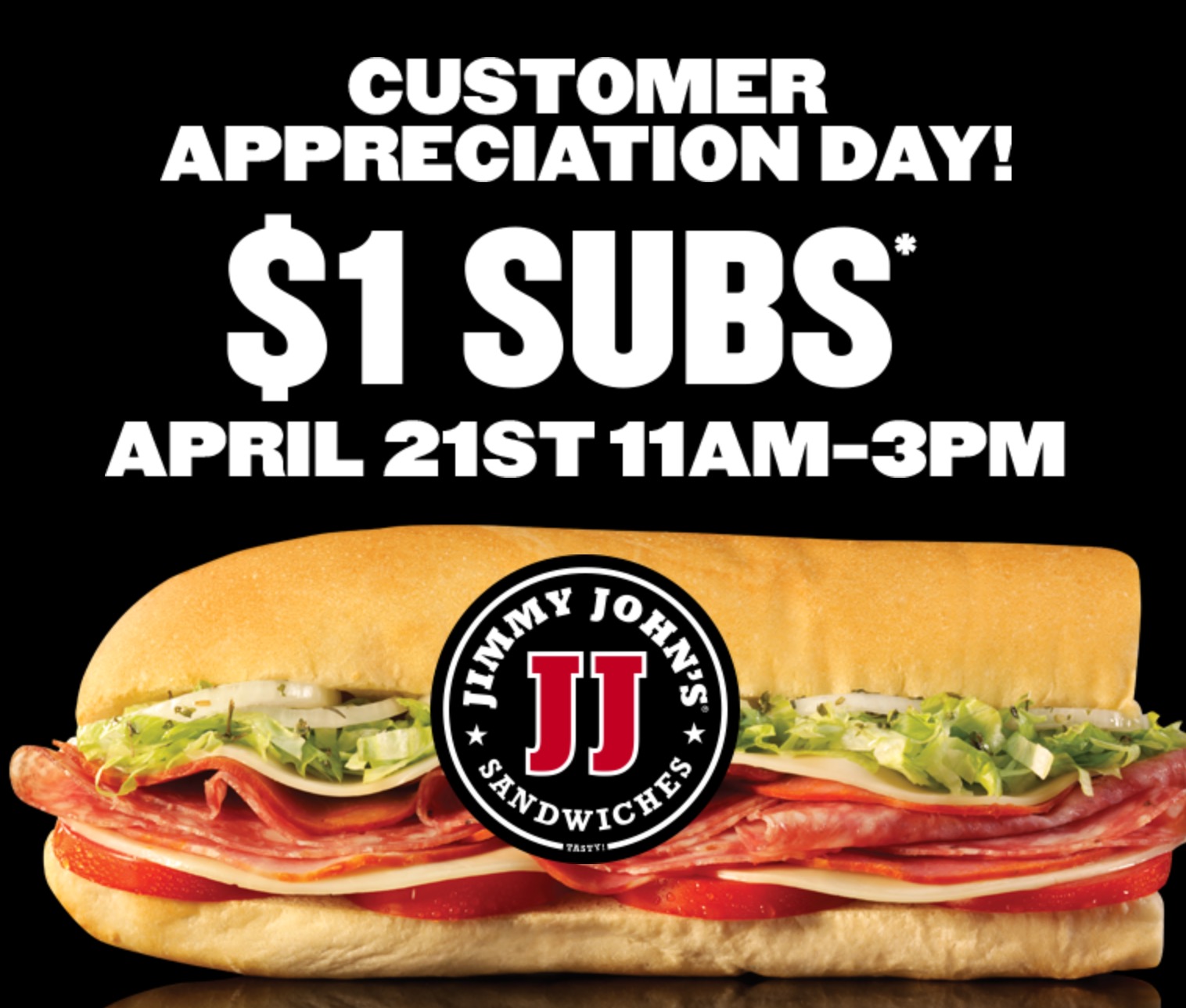 FREE IS MY LIFE DEAL 1 Subs at Jimmy Johns Nationwide during Customer