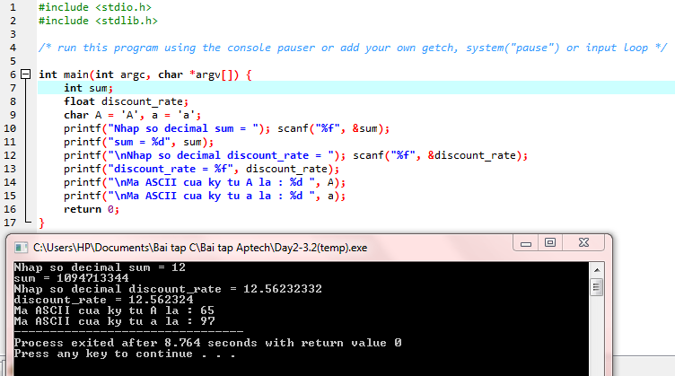 Thiendmh: [LBC] Day 2 - 3: Using dev-C++ to write some program