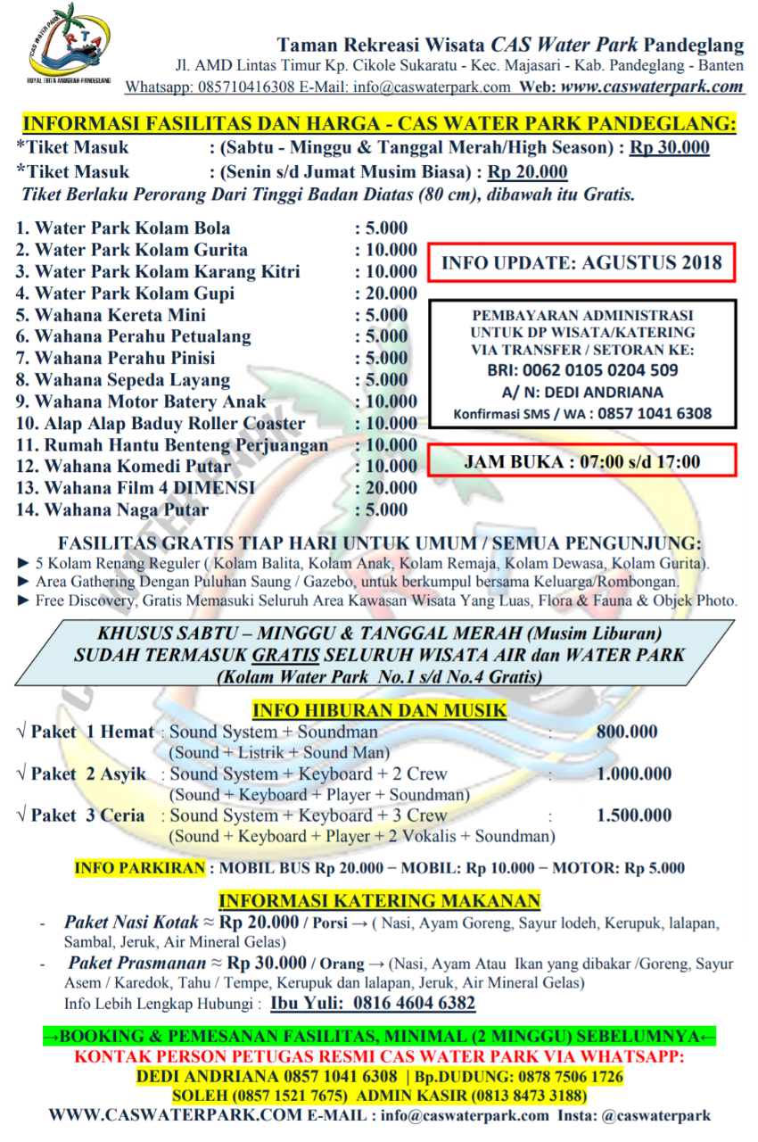 Penawaran Wisata Ke Cas Water Park Cikole Taman Rekreasi Wisata Cas Water Park