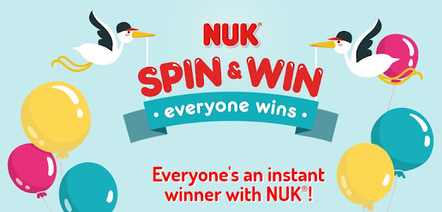 NUK Spin & Win Instant Win Game Everyone is an instant winner with NUK! Enter once for your chance to score one of over 1000 baby themed prizes like NUK baby bottles, air purifiers or American Express Gift Cards!
