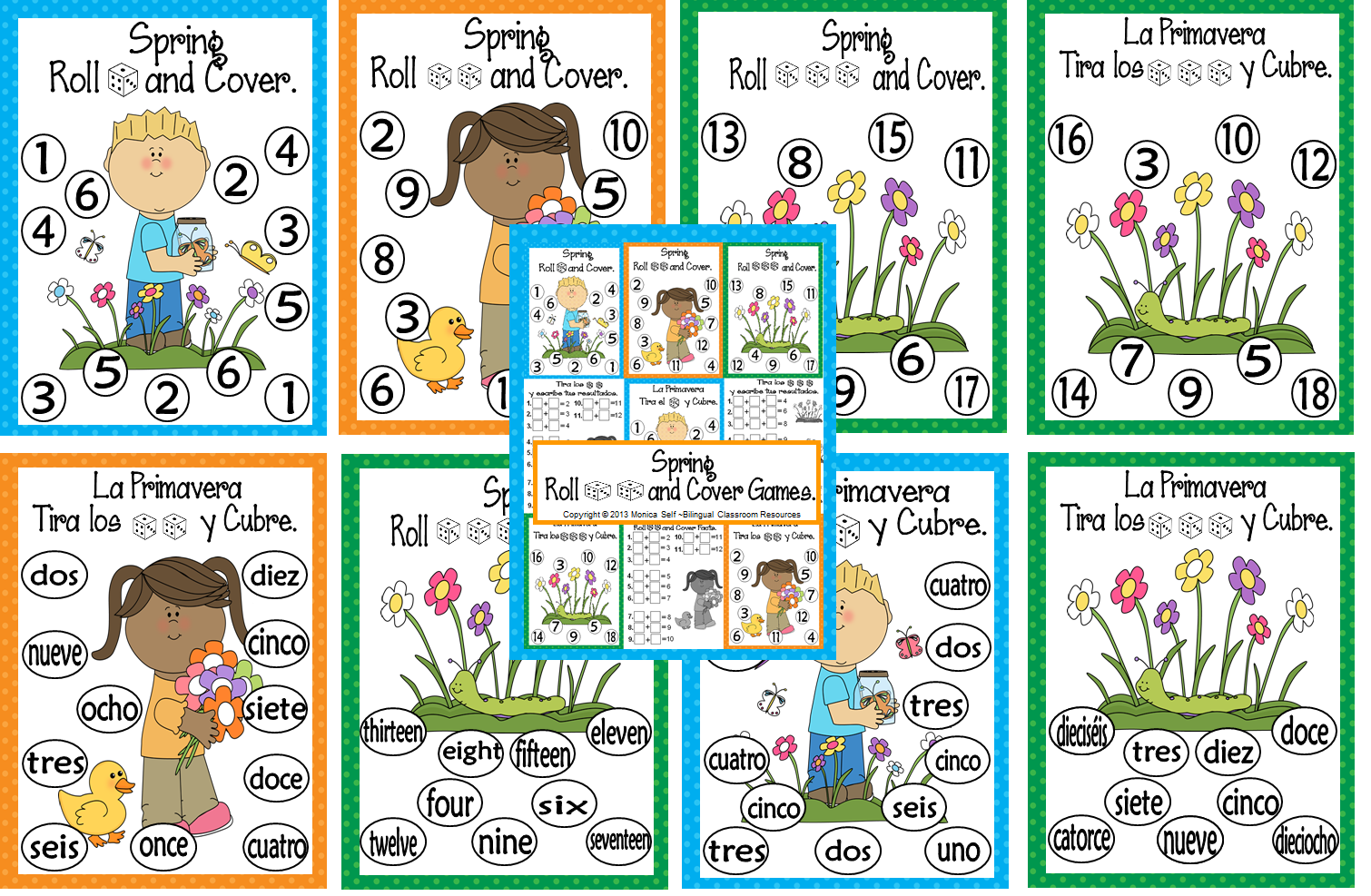 http://www.teacherspayteachers.com/Product/Spring-Roll-and-Cover-Games-611910