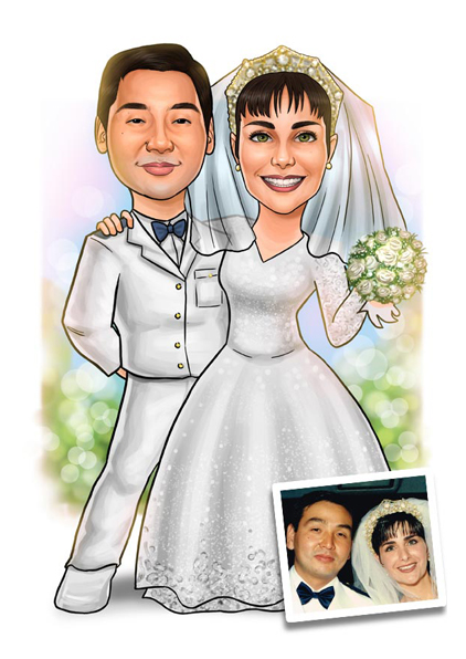 caricatura de noivos