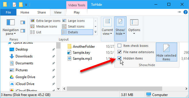 Cómo mostrar Y ocultar Archivos y unidades ocultas en Windows 10