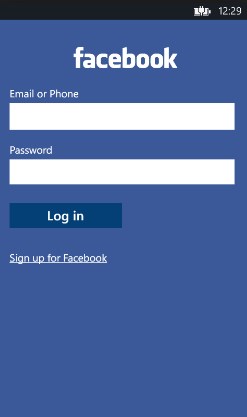 Facebook mobile Login