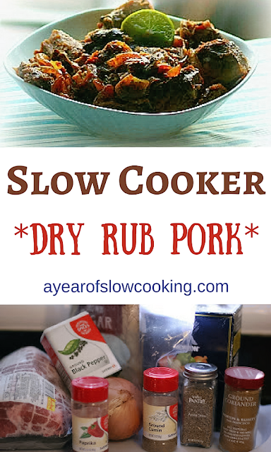 Cook your next pork roast in the slow cooker with a dry rub. No liquid is required -- the meat gives off plenty of juice all on it's own. Spice rub has brown sugar, paprika, cumin, anise -- delicious and exciting!