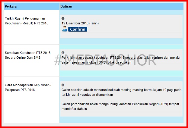 Semak Keputusan Pt3 2016 Secara Online Dan Sms Mymediajohor