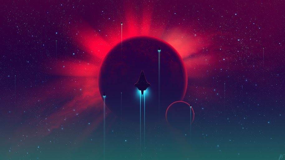 Spaceship, Minimalist, Sci-Fi, Digital Art, 4K, #138