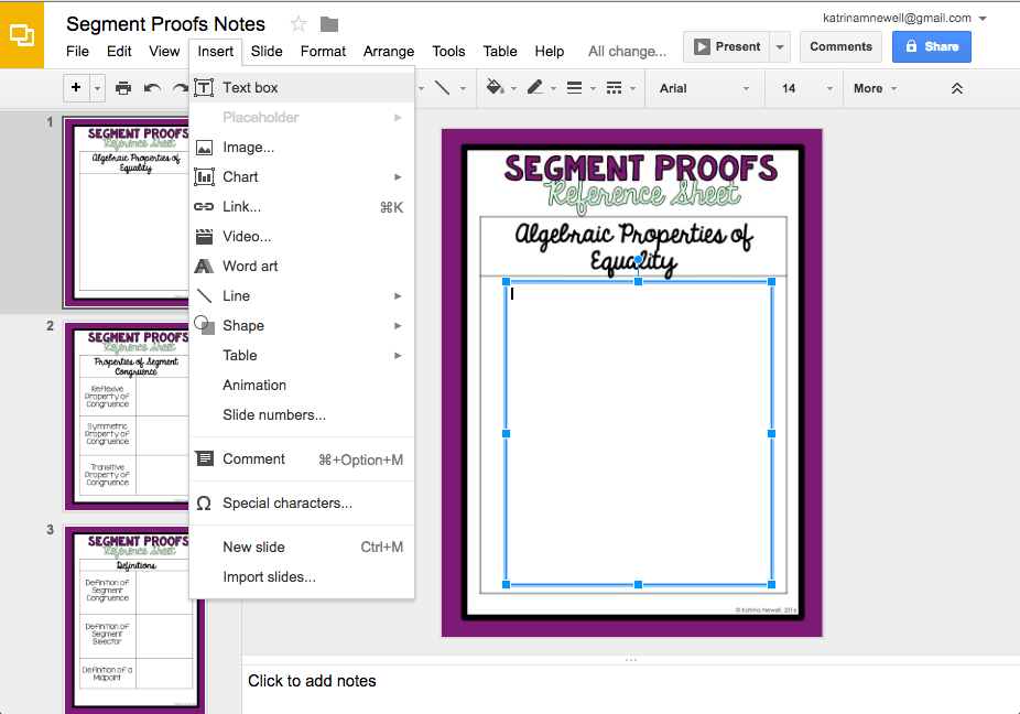 Google/INB Activity for Segment Proofs | Mrs. Newell's Math