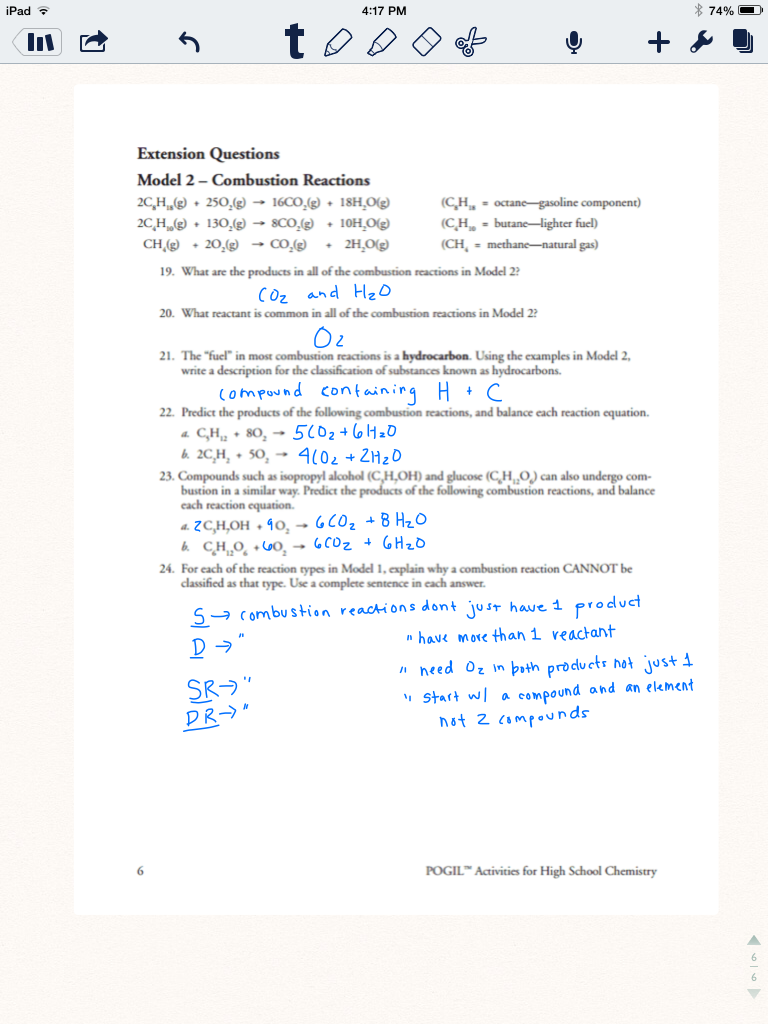 Types of chemical reaction worksheet