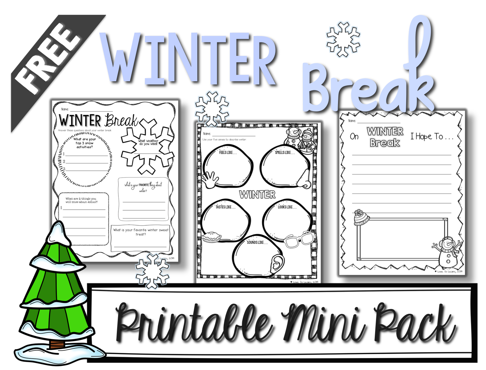 Love to Learn Winter Break Freebie!