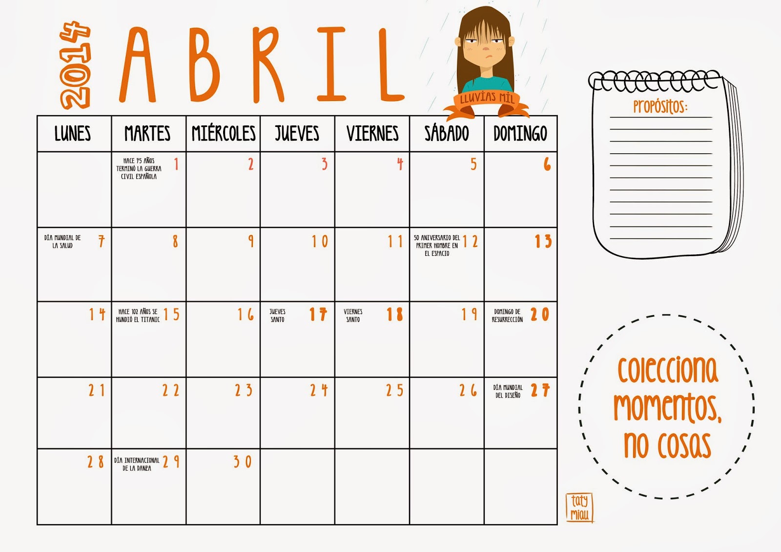 Taty Miau Calendario De Abril