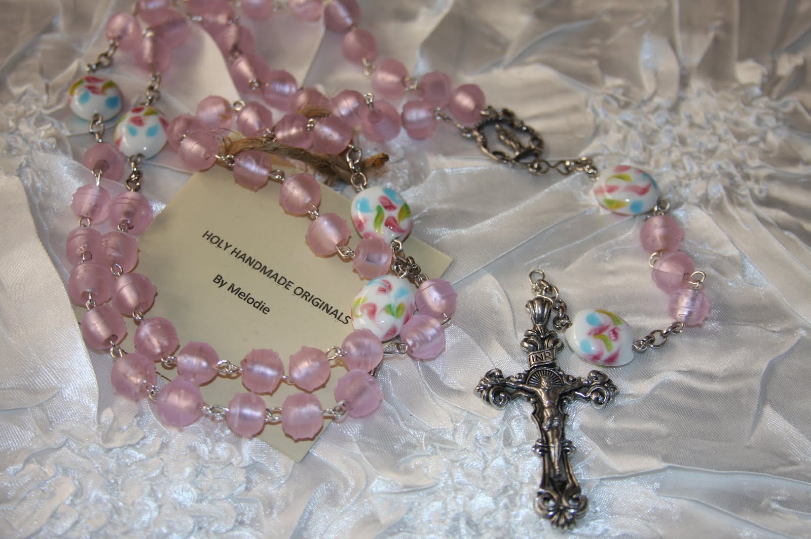 Holy Handmade Originals By Melodie Large Wall Rosary With Candle Holder