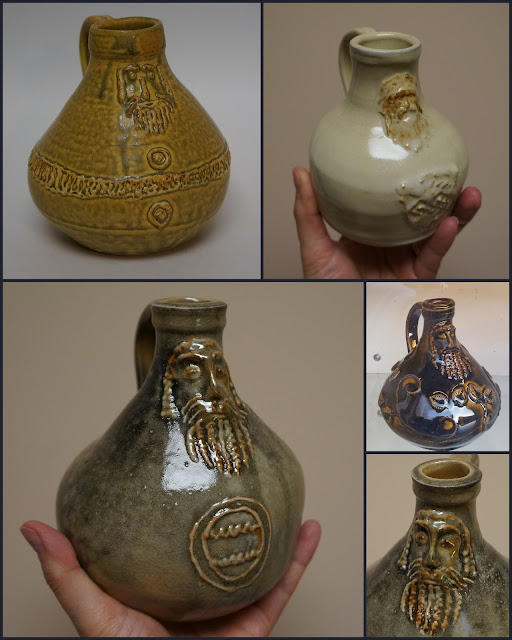 Beautiful replica Bartmann pottery jugs by Lily L.