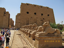 Ave of Sphinxes entry portal and First Pylon at Temple of Karnak (luxor, Egypt)