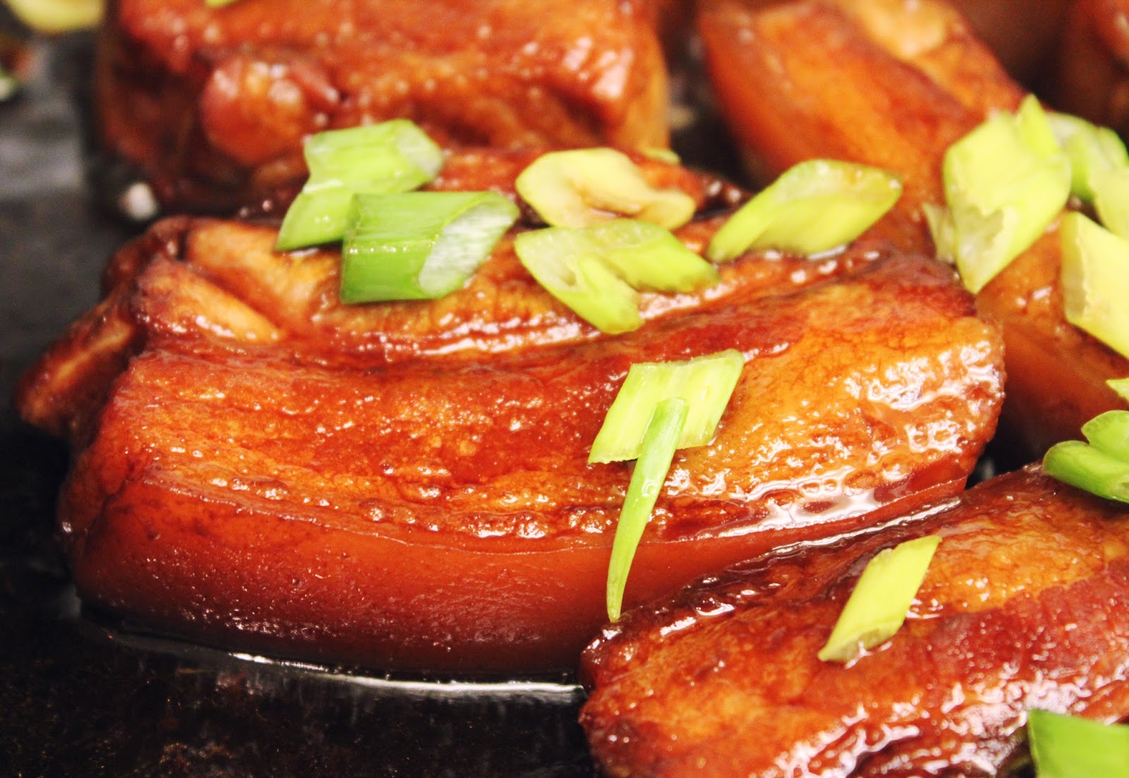 Aparna's Cookbook Braised pork belly with dark soy sauce, sake, and