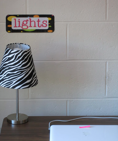 classroom lamp and labels