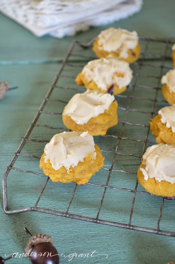 Cranberry Pumpkin Cookies with Burnt Butter Icing | www.andersonandgrant.com