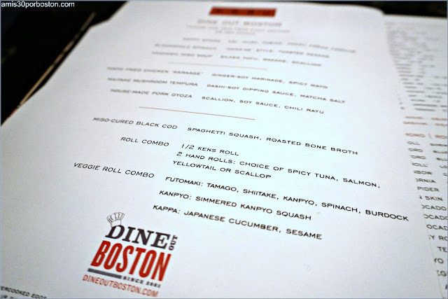 Menú Boston Dine Out Restaurante Pabu Boston