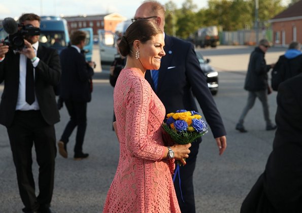Crown Princess Victoria wore ELIE SAAB Guipure Lace Dress. Estonia's President Kersti Kaljulaid and her husband Georgi-Rene Maksimovski