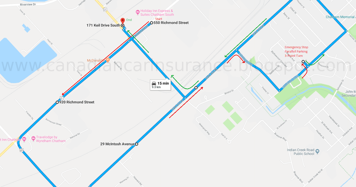 Chatham G Road Test Route 1 Maps (2020)