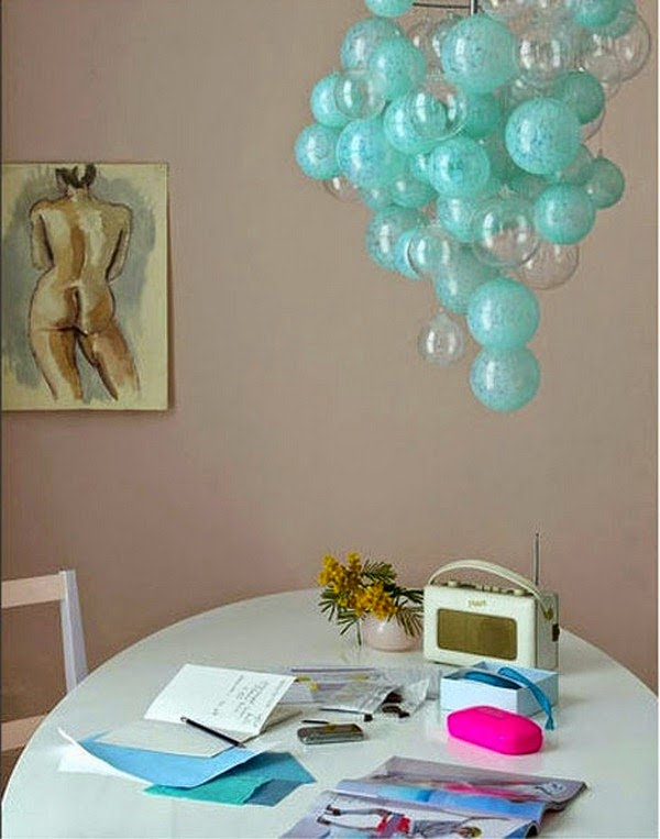 The turquoise chandeliers
