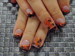 acrylic nail fall nails designs autumn leaf awesome fungus exist shapes does artificial camo orange glittler got tip
