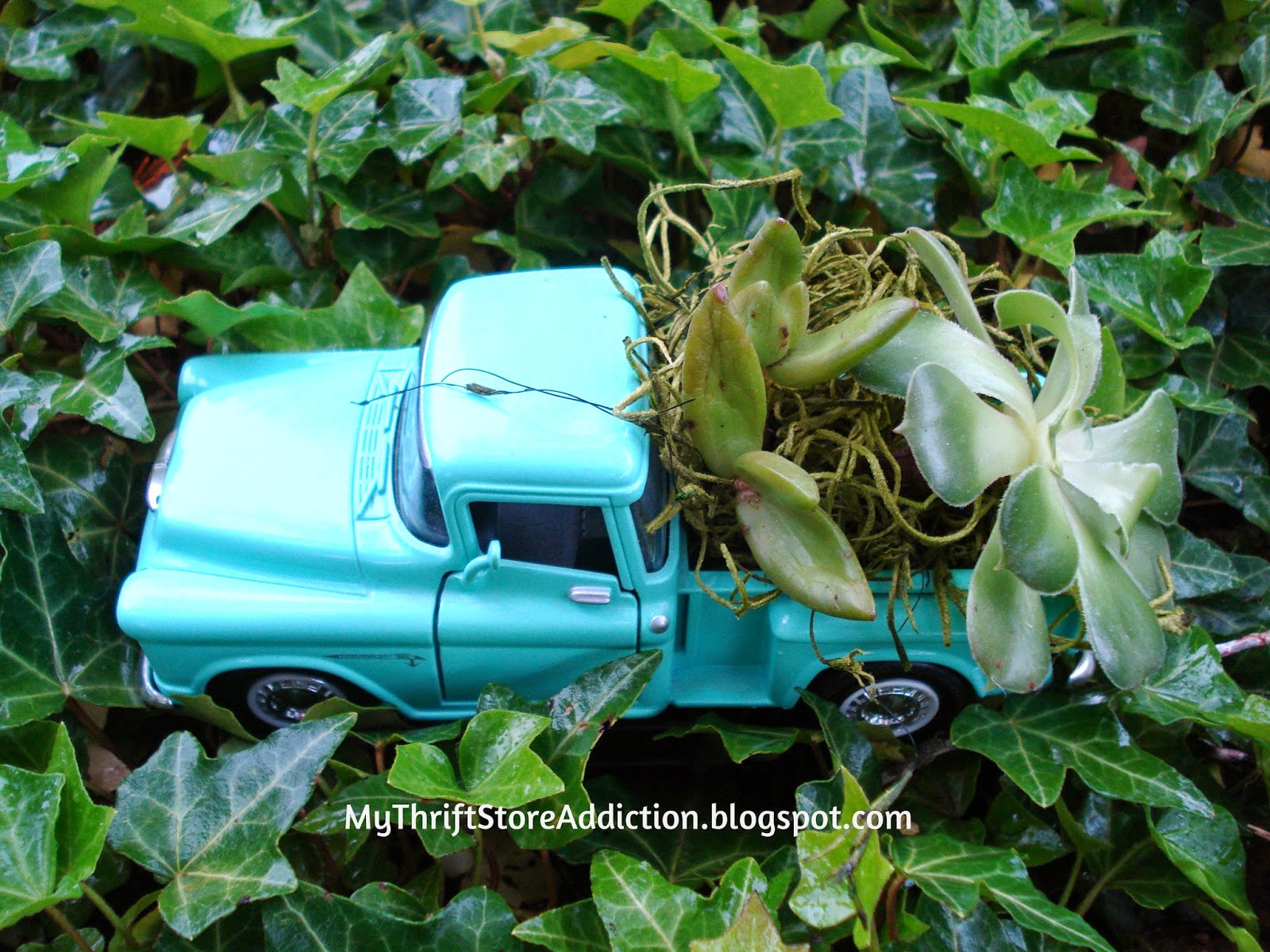 Repurposed toy truck succulent planter