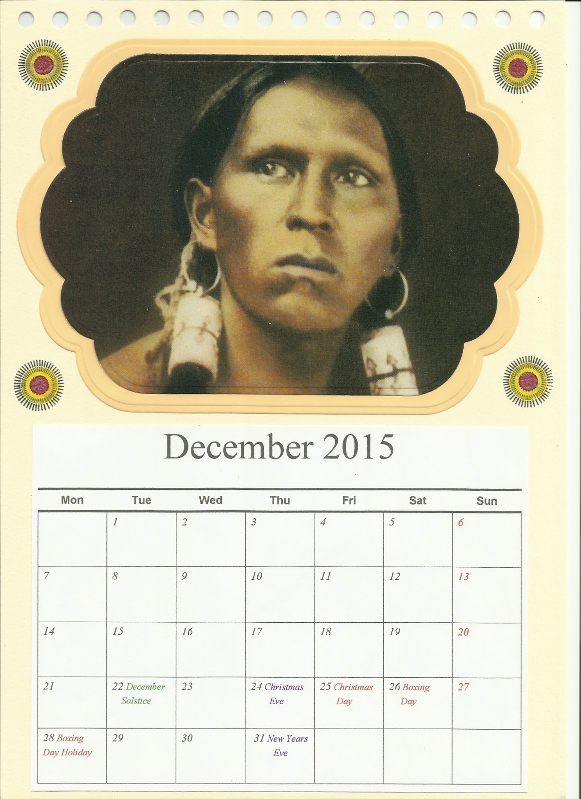 Lorraine Lives Here 2015 Native American themed calendar